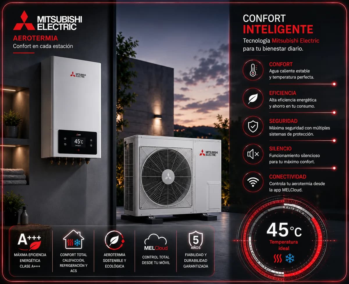 Equipo de Mitsubishi Electric Ecodan (Aerotermia) — imagen ilustrativa
