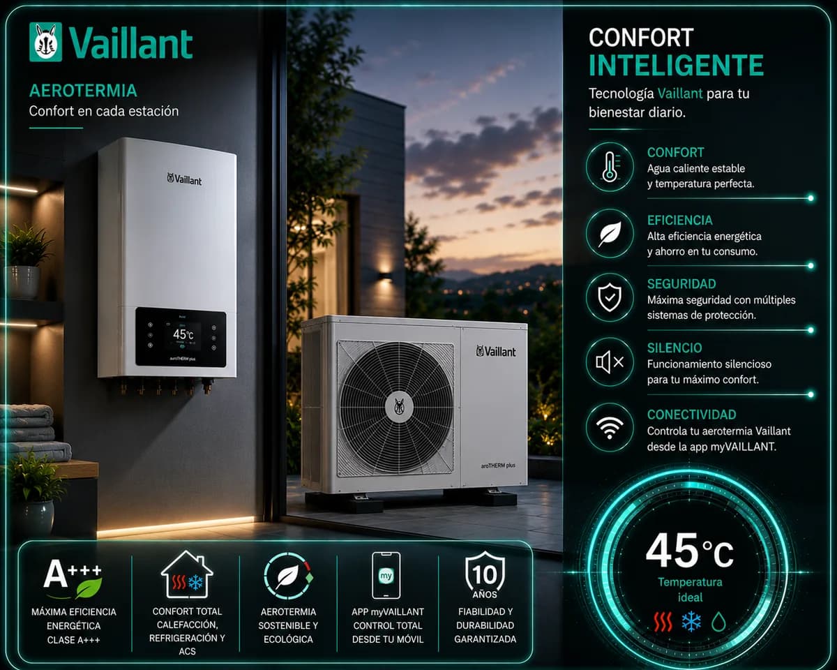 Equipo de Vaillant aroTHERM (Aerotermia) — imagen ilustrativa